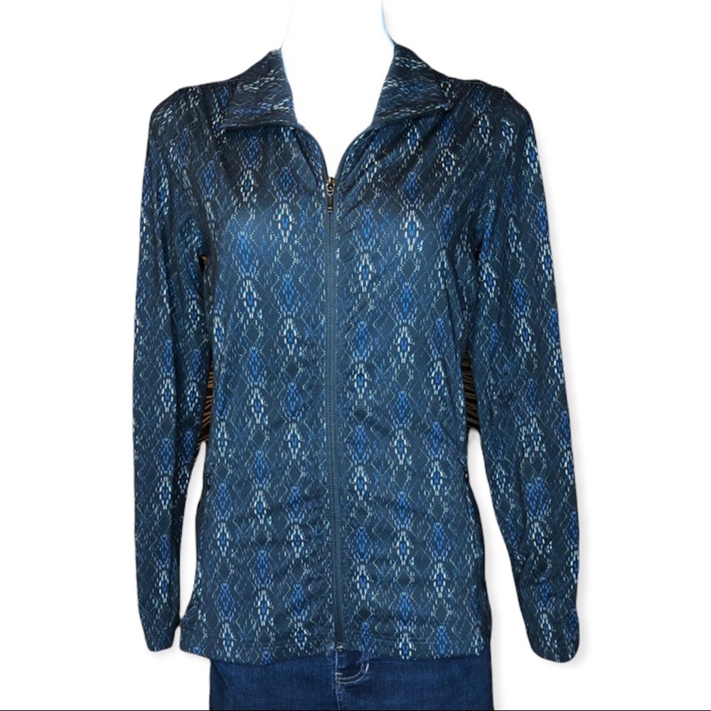 MERRELL Lauley Full Zip Diamond Print Sweatshirt Long Sleeve Top Medium